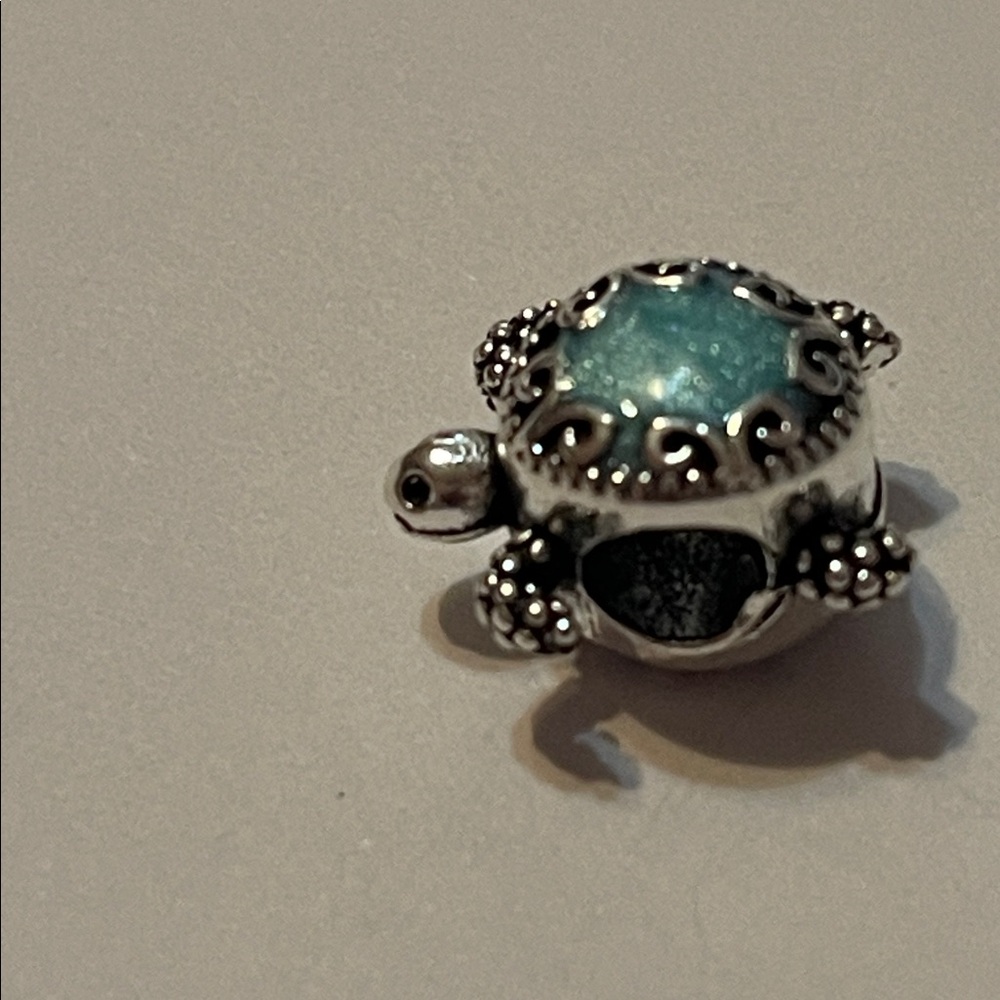 Silver and Blue Turtle Charm - Picture 3 of 8